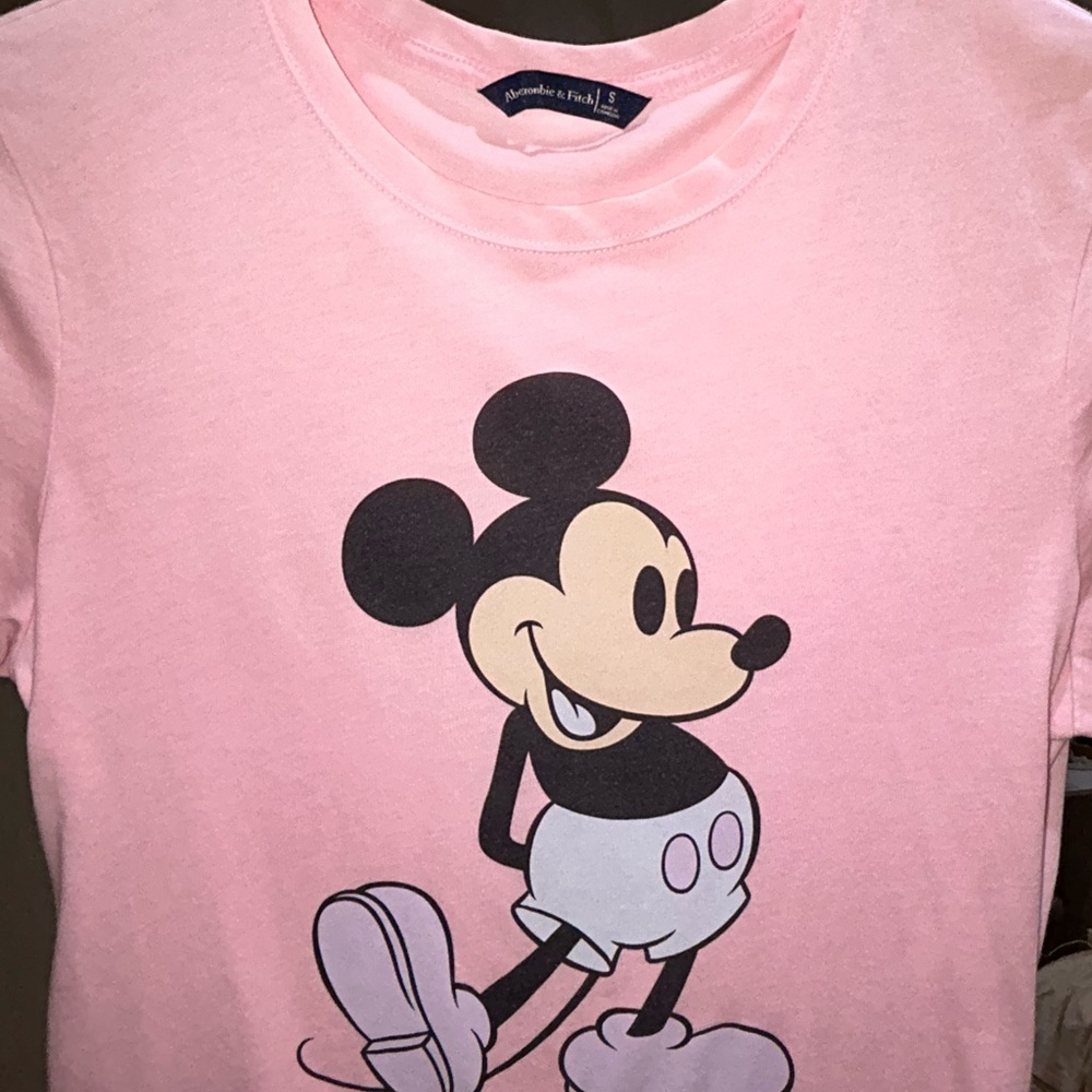 Abercrombie & Fitch Pink Mickey Mouse Cotton Shirt - Picture 3 of 3